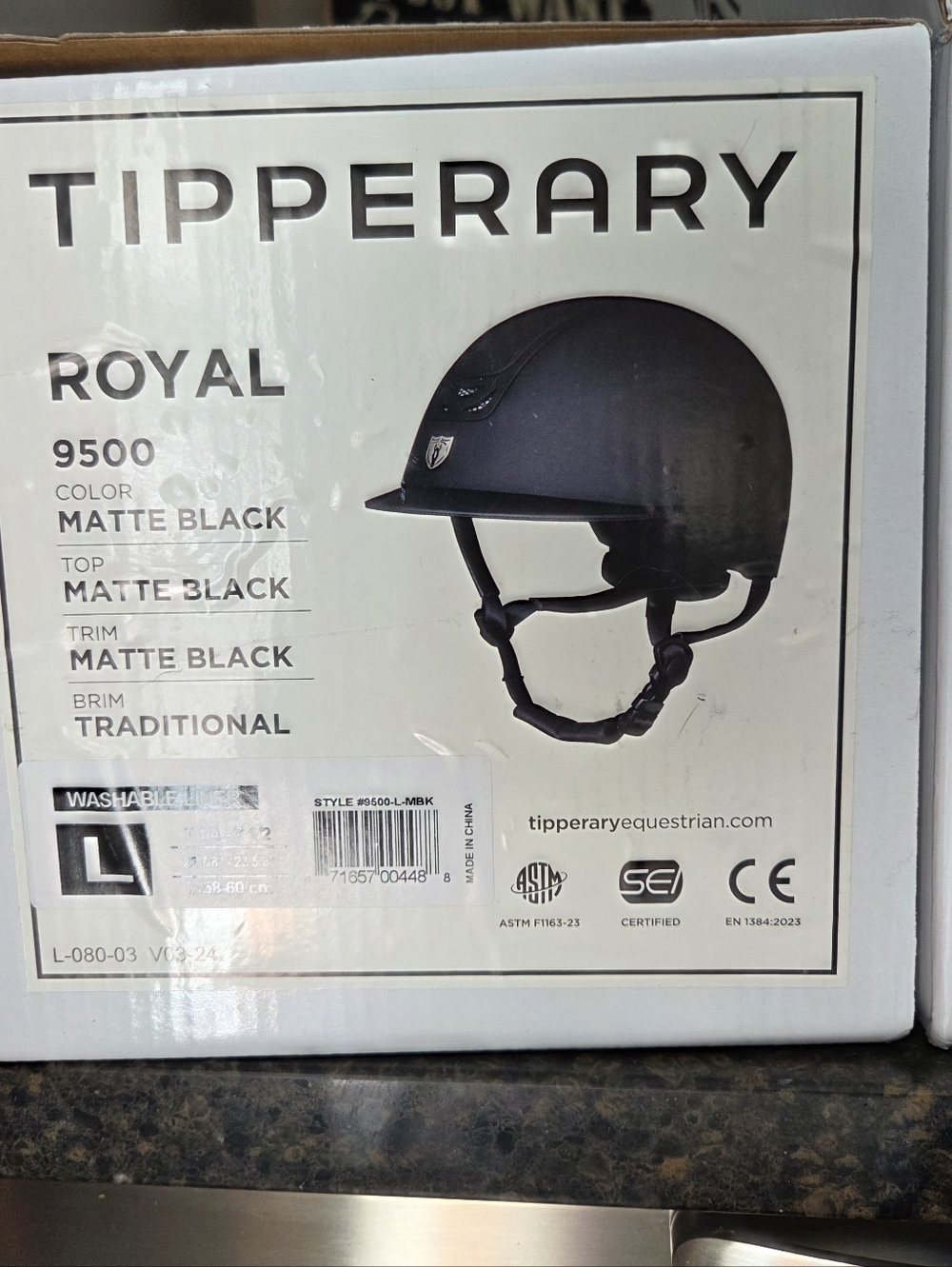 Tipperary Royal 9500 Matte Black Equestrian Helmet Size Large